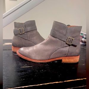 Grey leather booties
